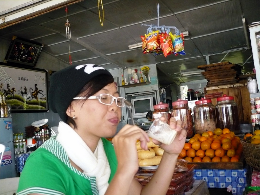 a Vietnamese girl enjoys this eats