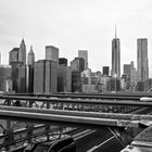 A view from the Brooklyn Bridge to the Manhattan Skyline