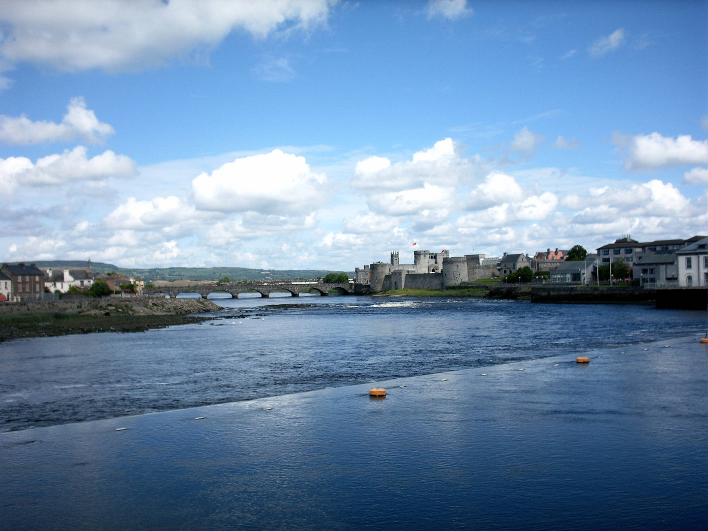 A view of the old castle in Limerick, Ireland.