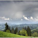 a wide landscape and the upcoming thunderstorm