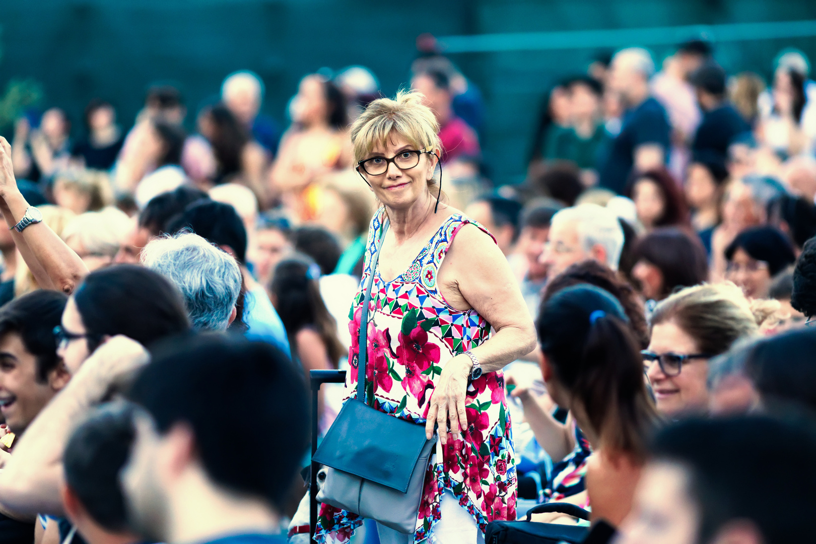 A woman in the crowd