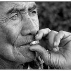 A worker's face - smoking ...