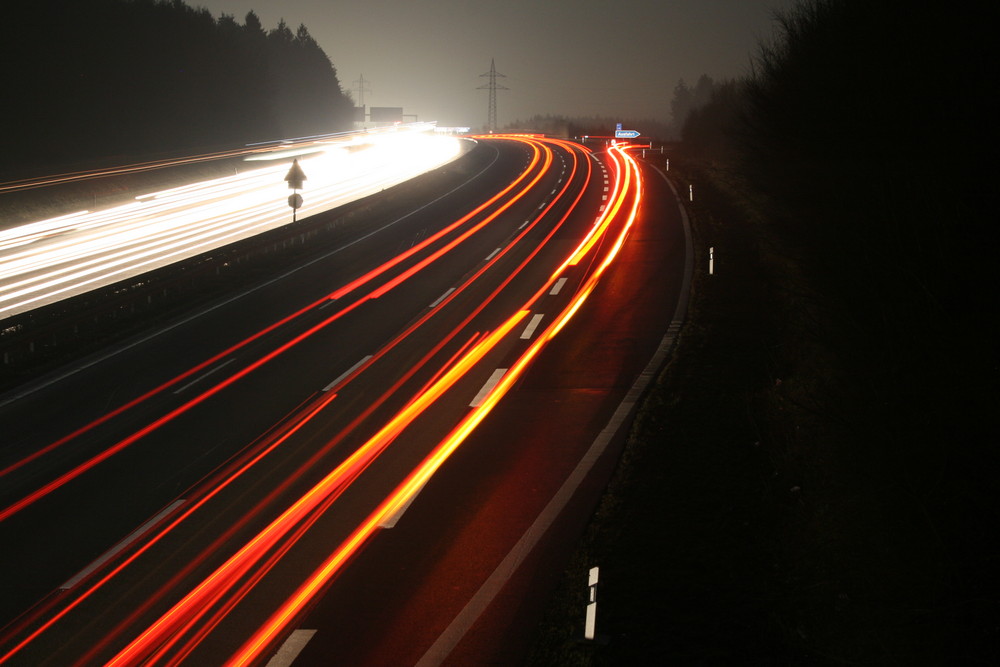 A3 bei Nacht - Erster Versuch