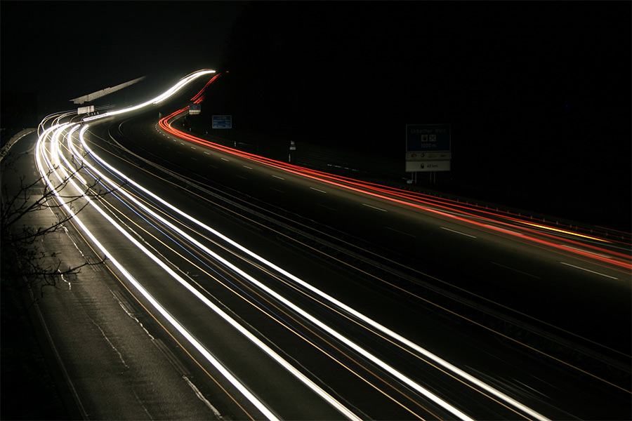 A3 im Westerwald bei Nacht