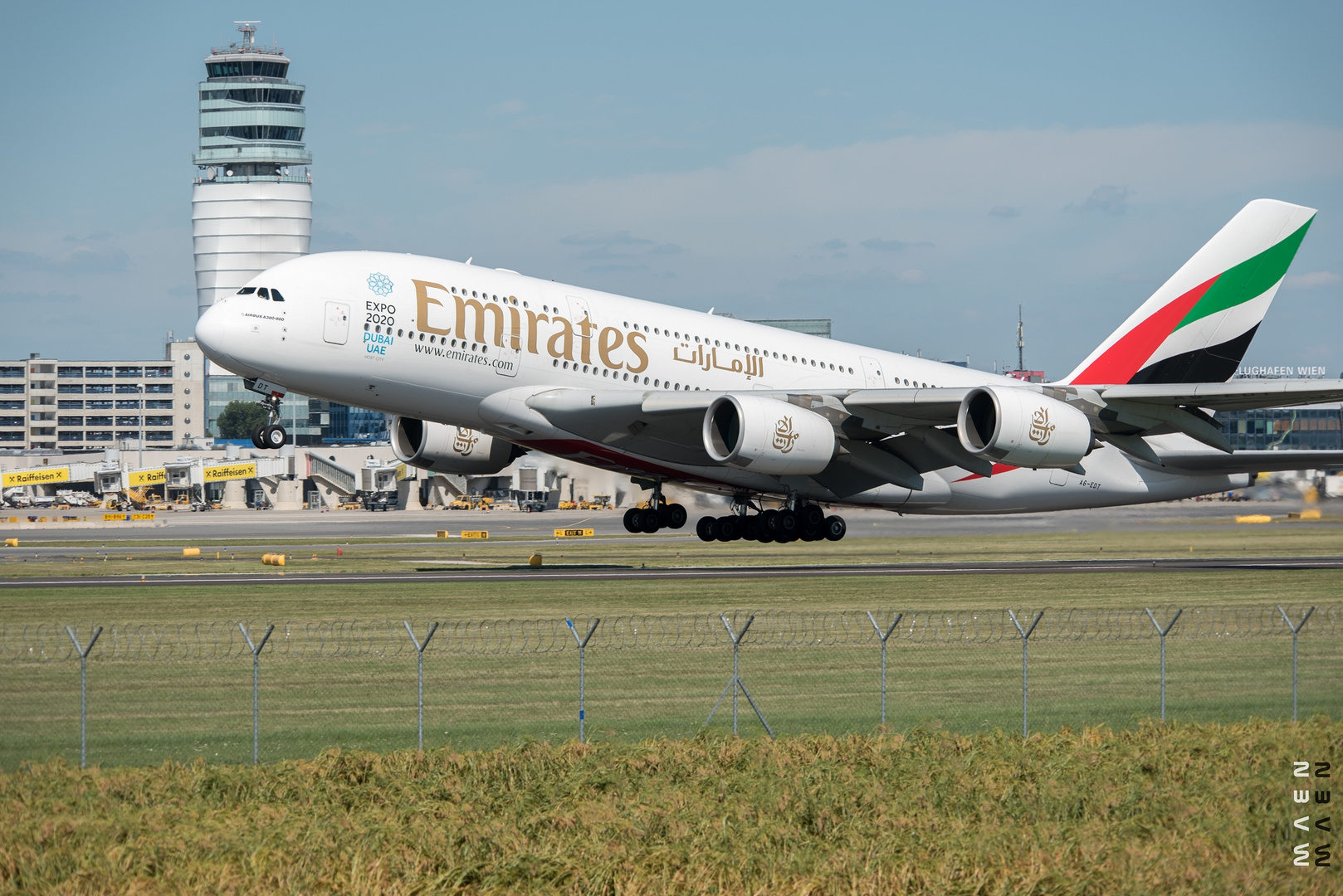 A380 Airbus take off from Vienna