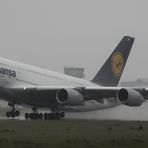 A380 beim Start in Dresden-Klotzsche
