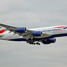 A380 der British Airways beim Anflug auf Frankfurt (II)