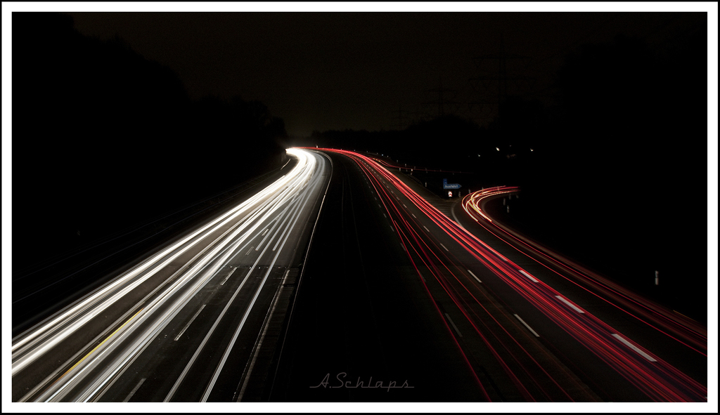 A44 bei Nacht Richtung Dortmund