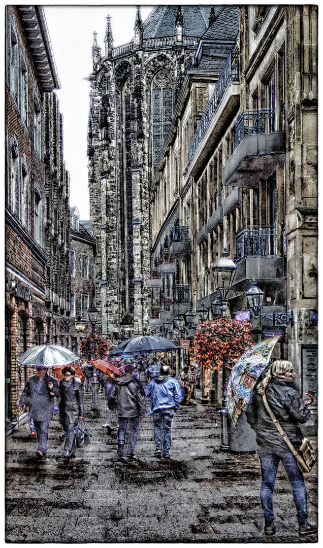 Aachen im Novemberregen ... Aix-la-Chapelle sous le pluie de novembre