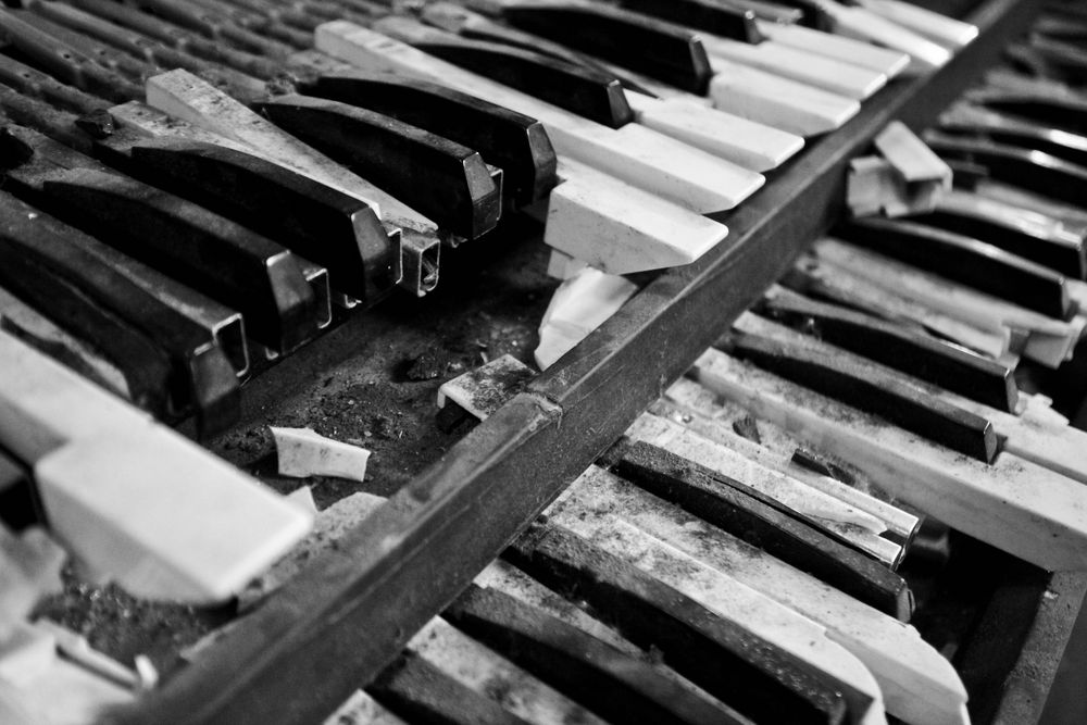 abandoned abbey #1 - broken fingerboard of an organ