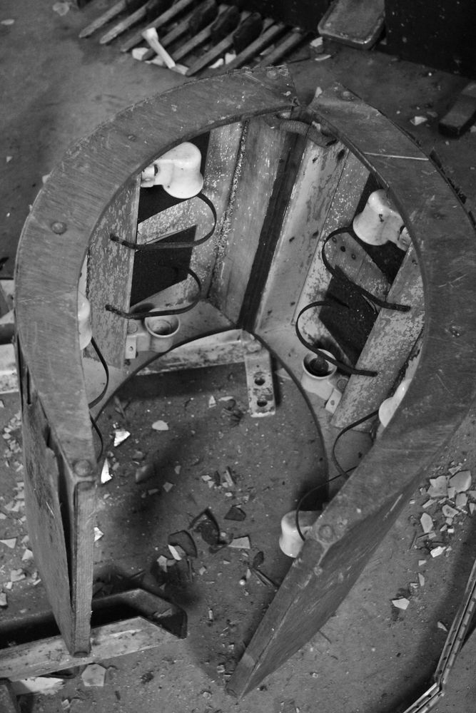 abandoned abbey #16 - an old ceiling lamp in the chapel