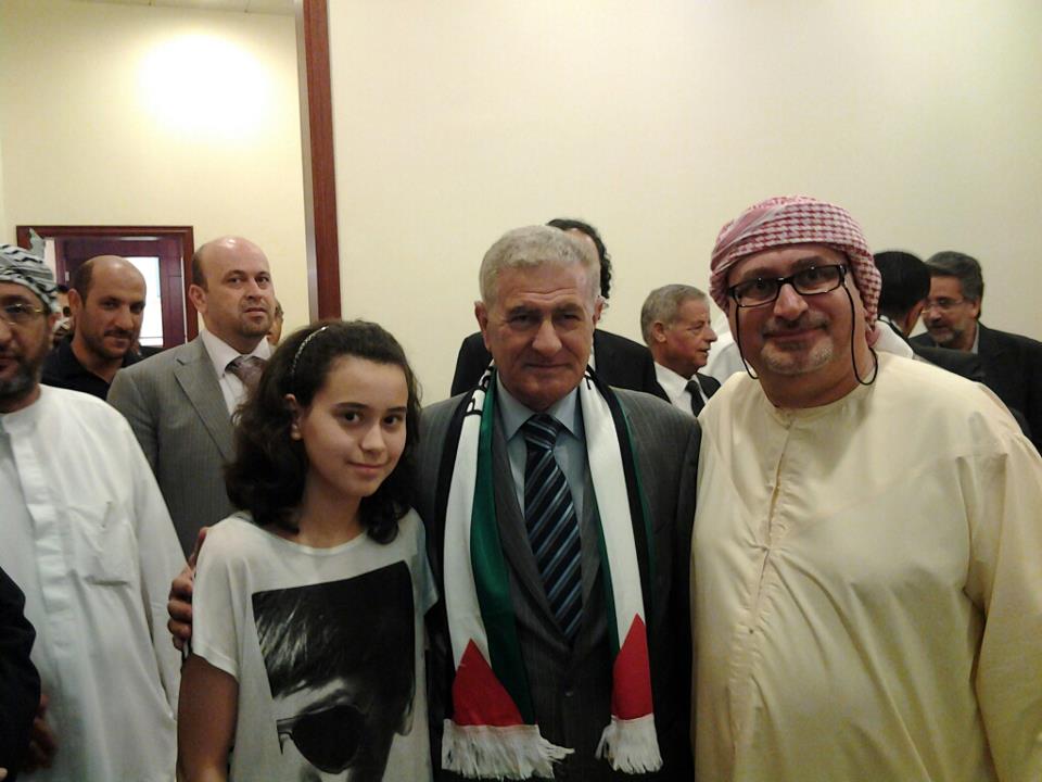 Abbas Zaki and Dr. Norman Ali Khalaf at the Palestinian Embassy in Abu Dhabi, UAE