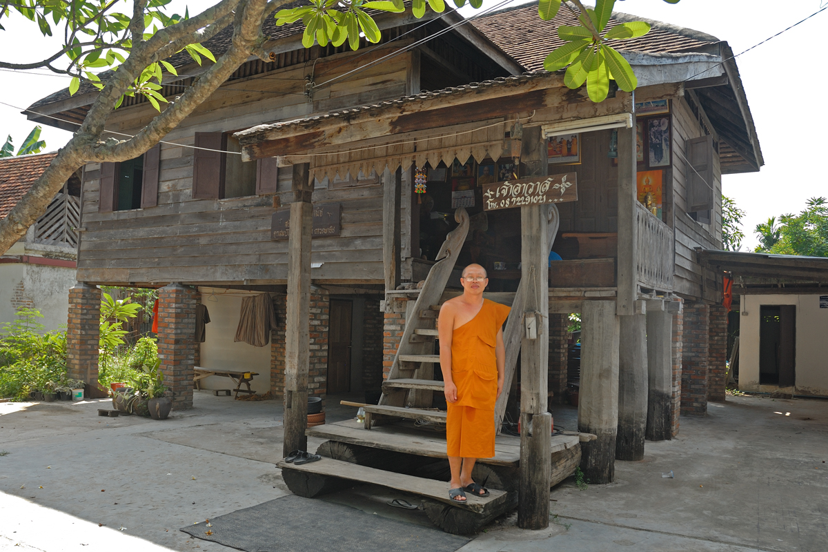 Abbot in front of his accommodation