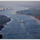 Abend am Fluß (Luftbild Weser, aerial)