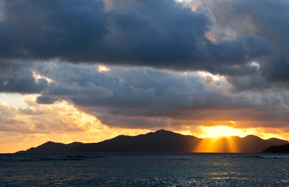 Abend auf La Digue