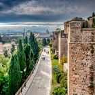 Abend-Aussicht vom Castillo de Gibralfaro in Málaga 