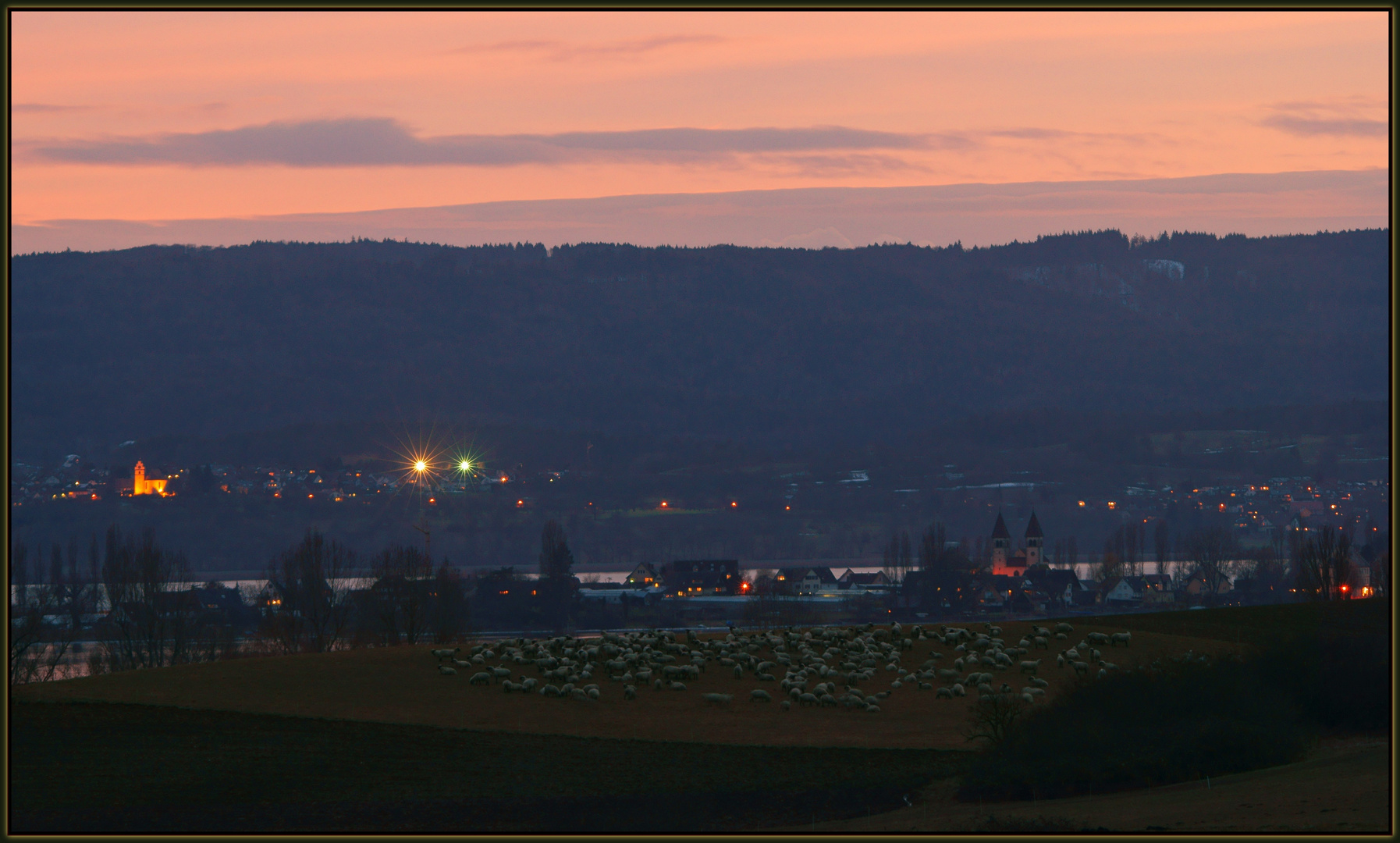 Abend, Bodensee, Insel Reichenau, Februar