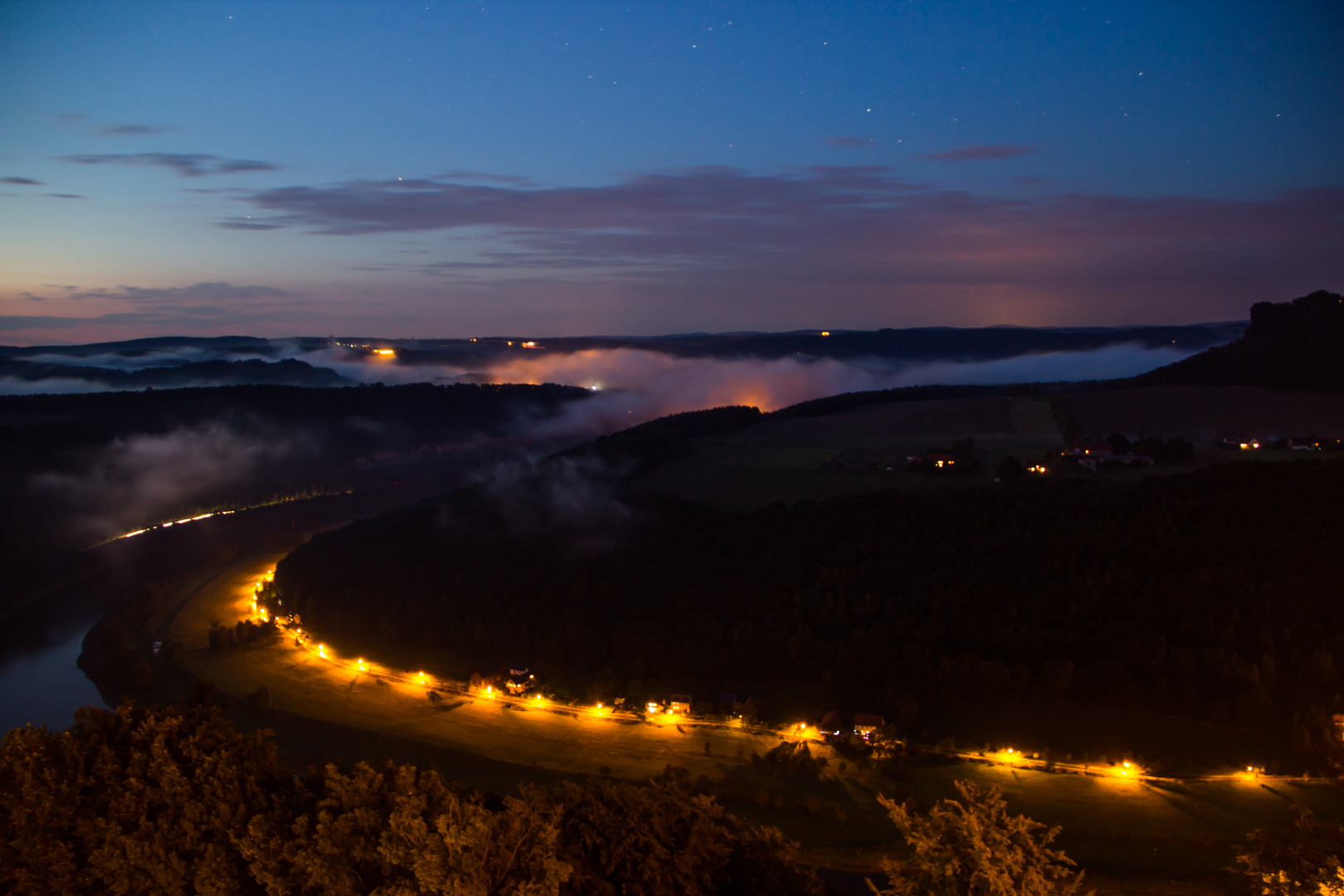 Abendblicher Blick von der Festung Königstein