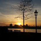 Abenddämmerung am Rhein zu Düsseldorf (Hamm)