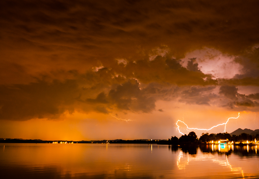 Abenddämmerung Gewitter Chiemsee