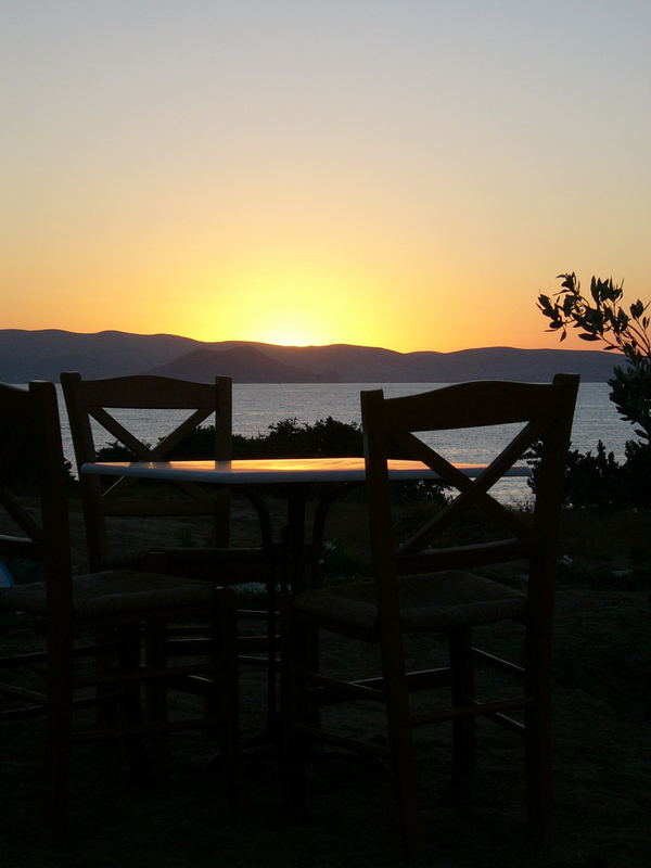 Abendessen bei Sonnenuntergang