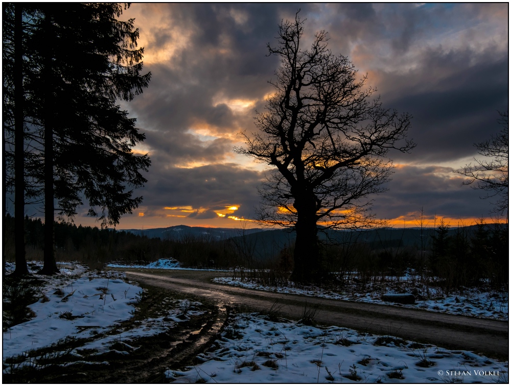 Abendhimmel über dem Burgfeld