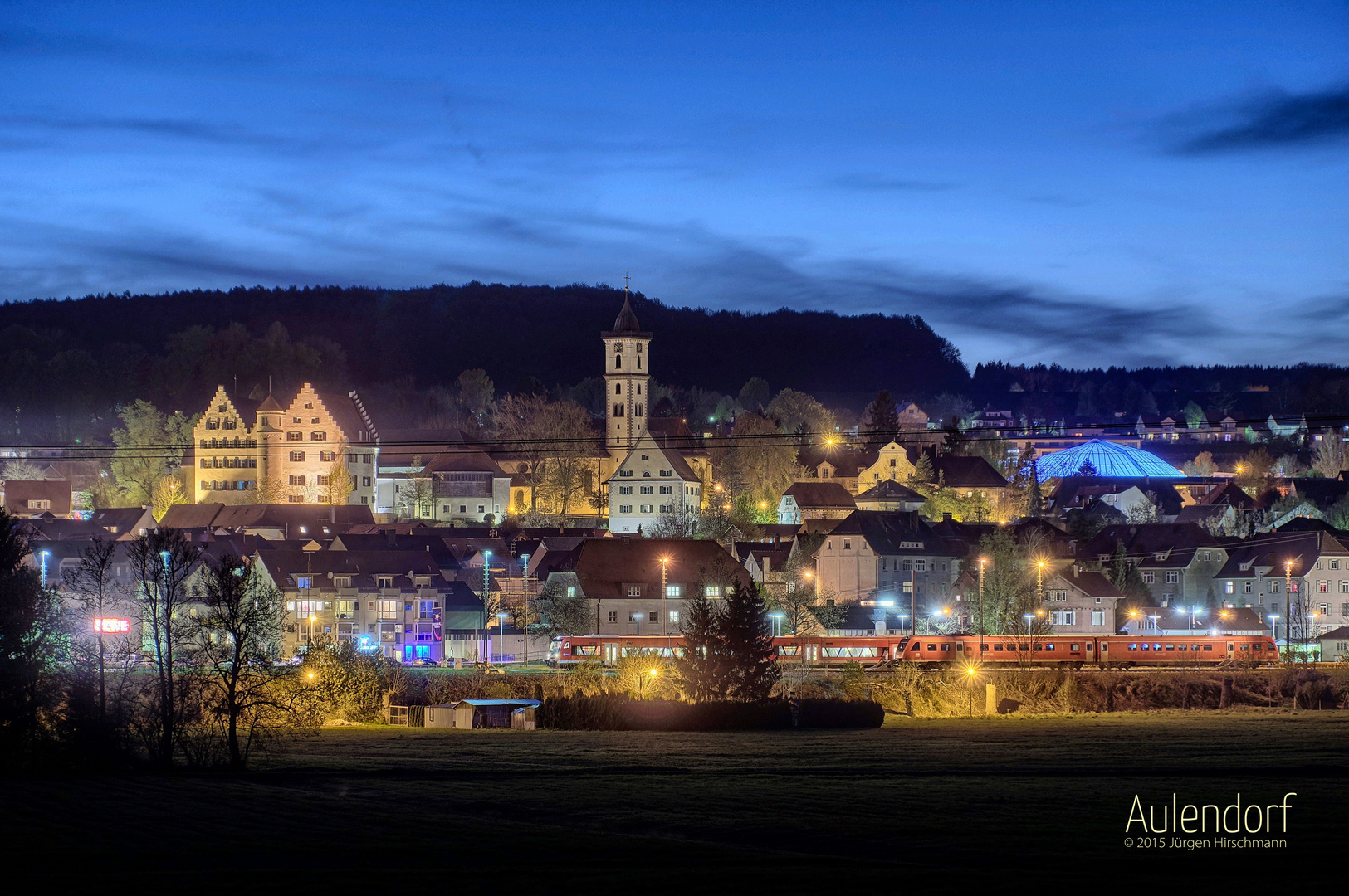 abendlicher Blick auf Aulendorf