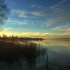 Abendlicher Blick auf die Nordseite der Insel Reichenau