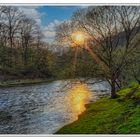 Abendlicher Blick auf die Wupper am Balkhauser Kotten