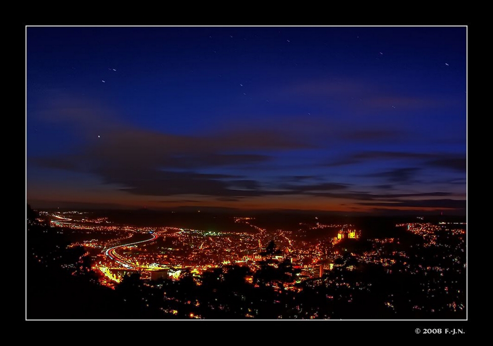 Abendlicher Blick auf Marburg von "Spiegelslust".