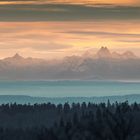 Abendlicher Blick vom Bayerwald bis hin zu den Alpen