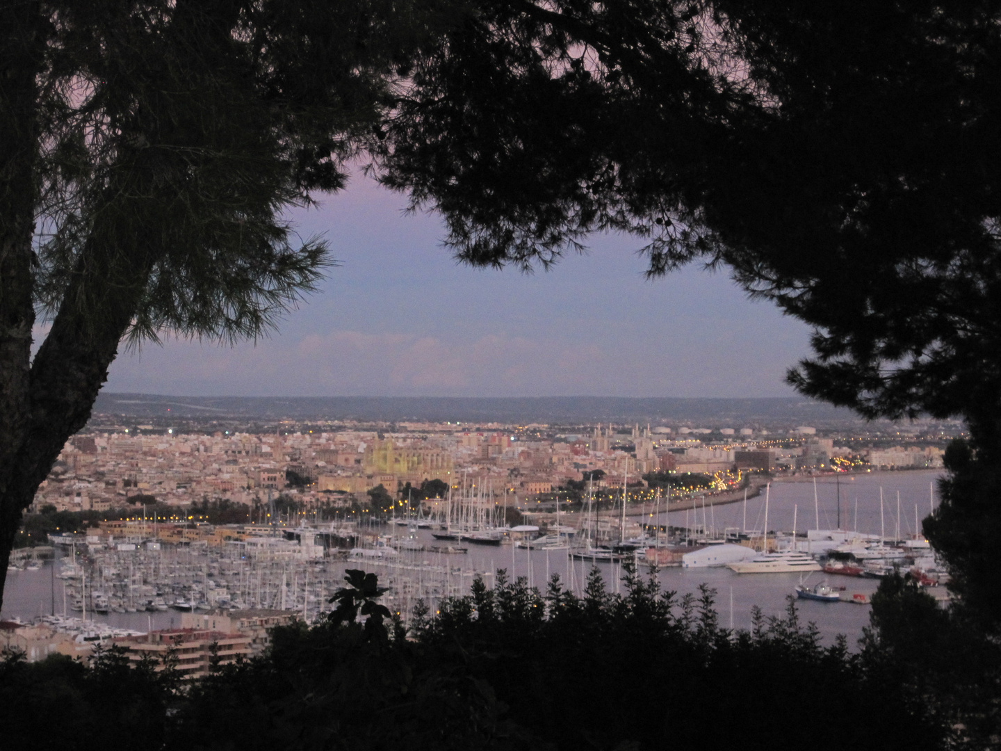 Abendlicher Blick vom Castell über die Altstadt von Palma