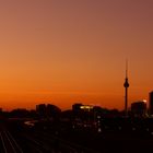 Abendlicher Blick von der Warschauer Brücke in Berlin