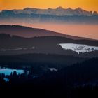 Abendlicher Blick von Finsterau auf die Alpen