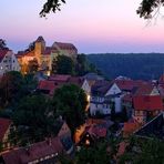 Abendliches Hohnstein in der Sächsischen Schweiz.