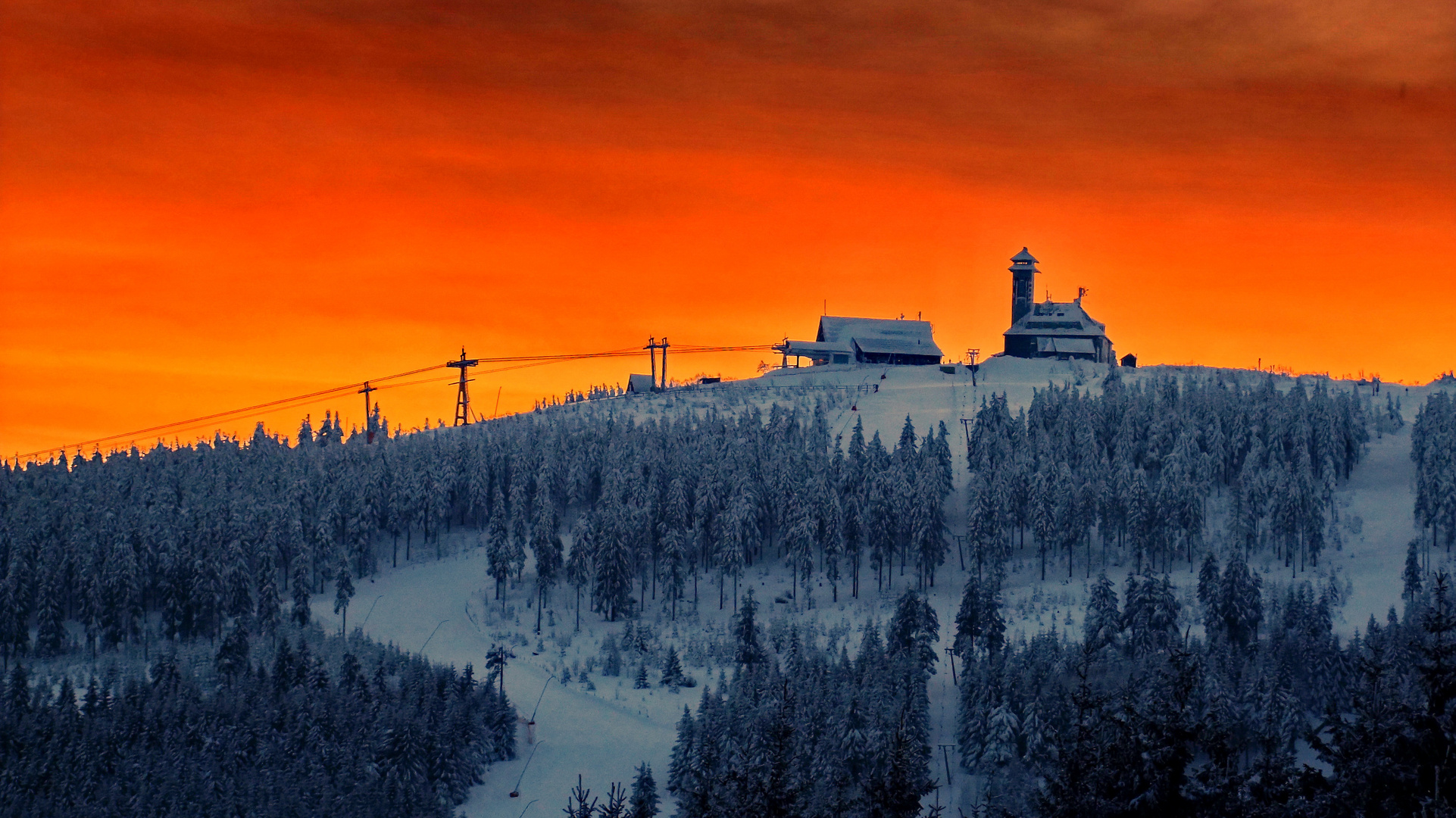 Abendlicht am Fichtelberg