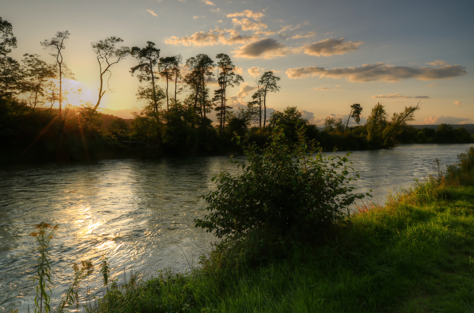 Abendlicht am Rheinufer