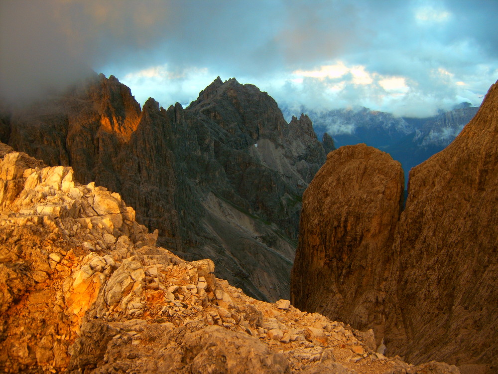 Abendlicht im Rosengarten (Südtirol); Juli 2007