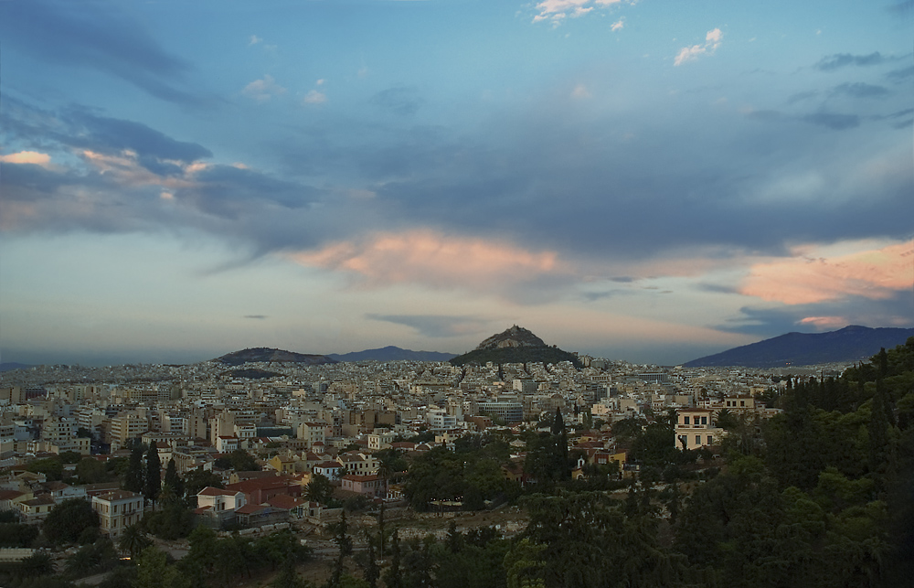 Abendlicht über Athen