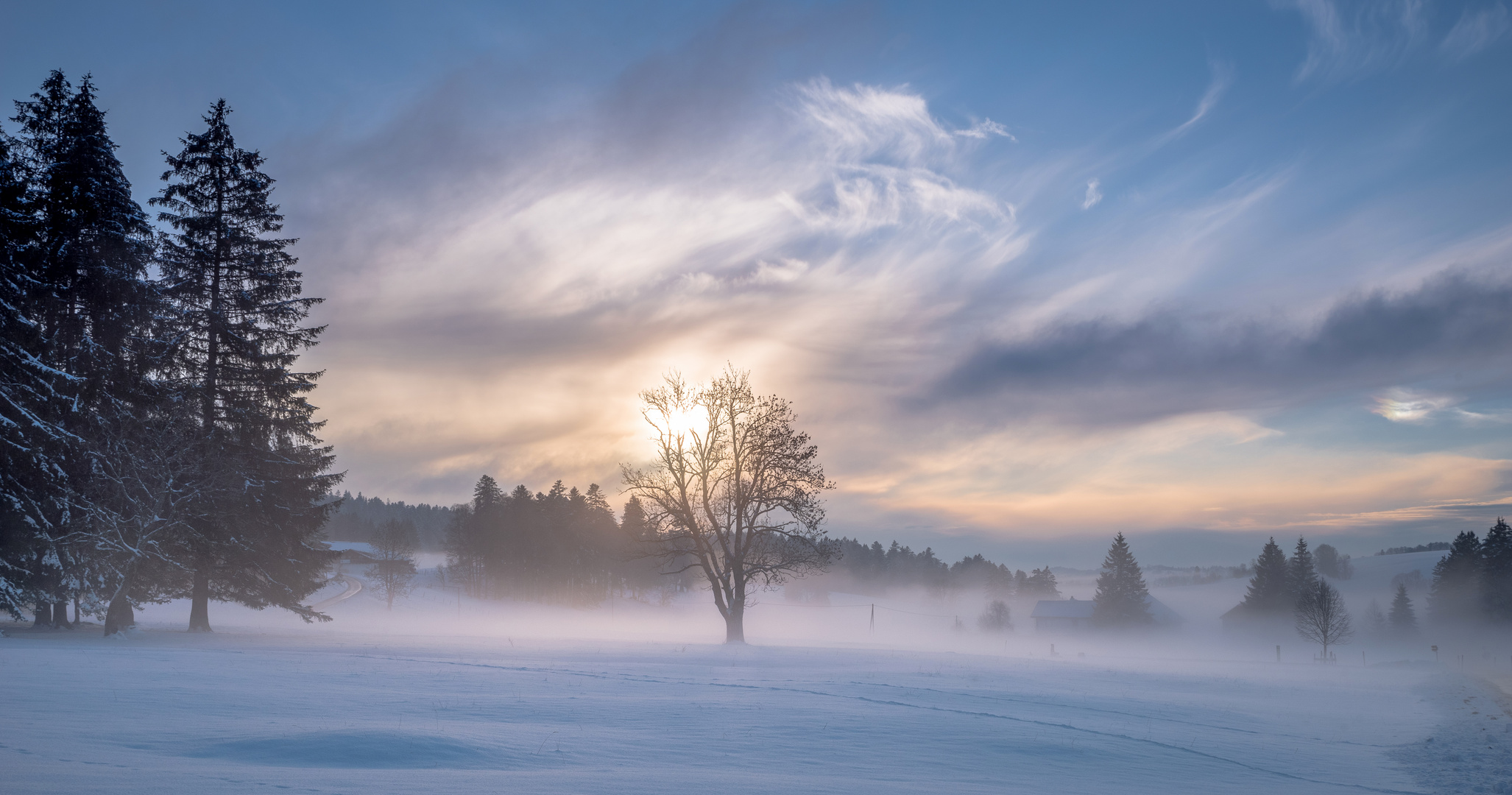 Abendnebel breitet sich aus