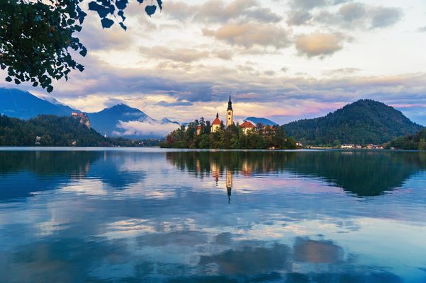 Abendröte am Bleder See