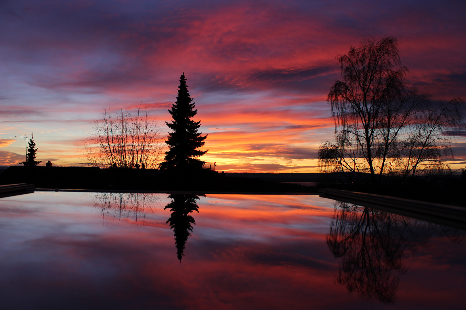Abendrot Foto & Bild landschaft, abendrot, spiegelung im fenster