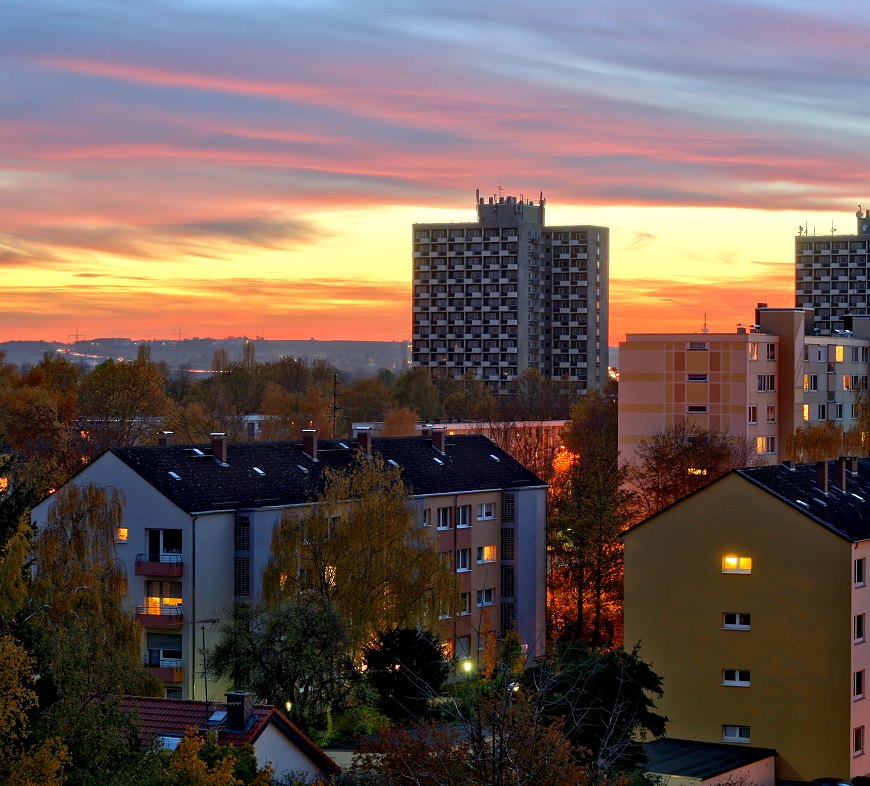 Abendrot am Ende der blauen Stunde