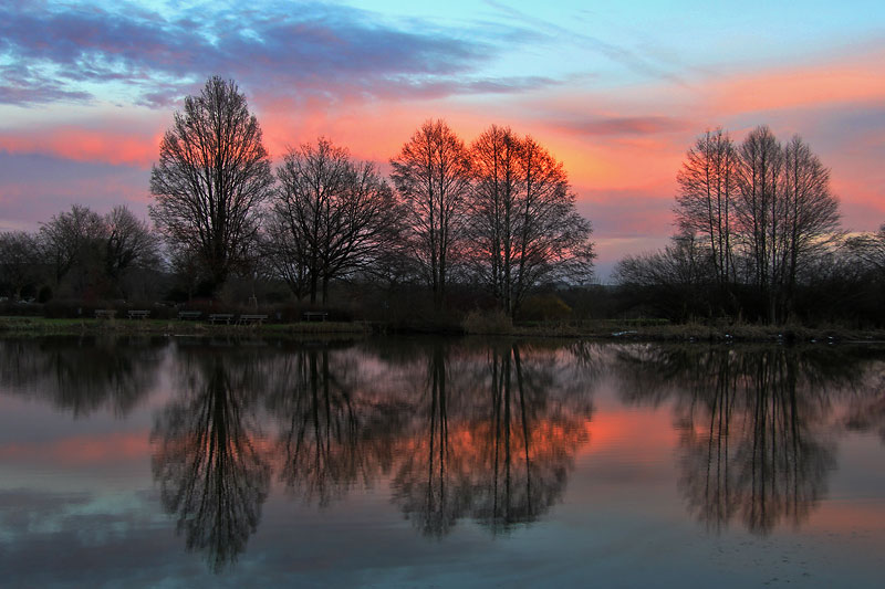 Abendrot am Weiher