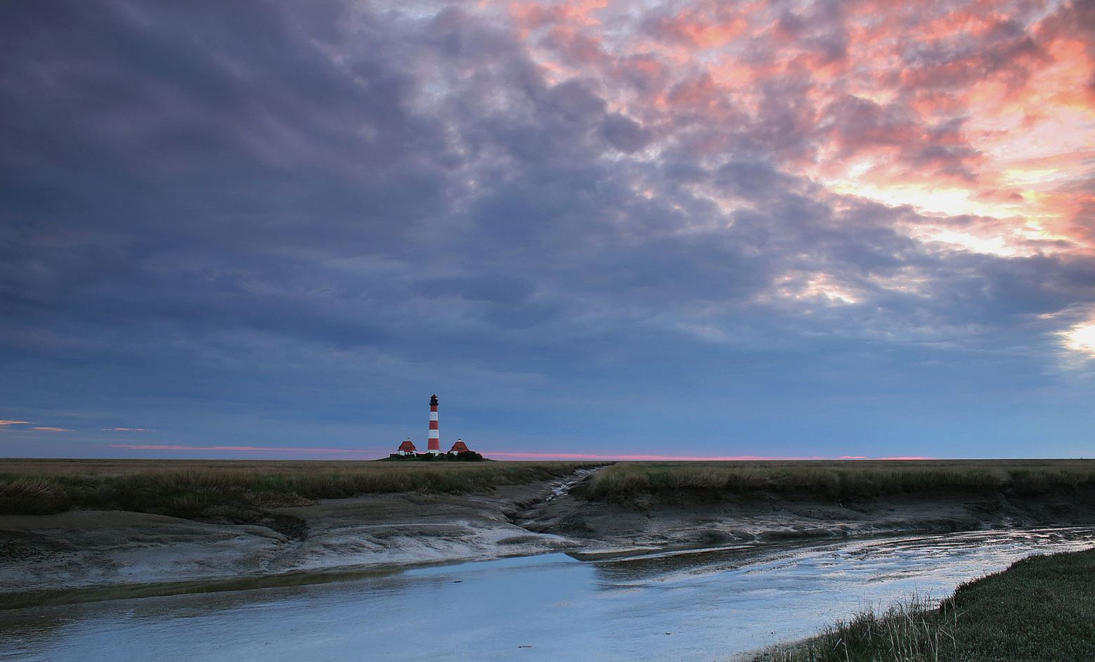 Abendrot am Westerhever Leuchtturm