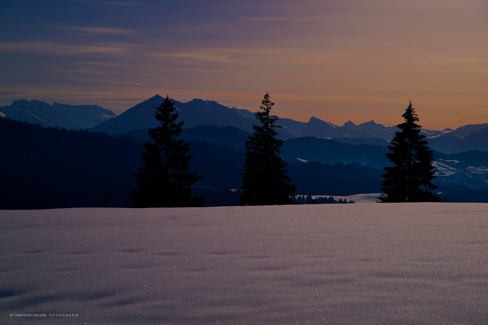 Abendrot Berner Alpen