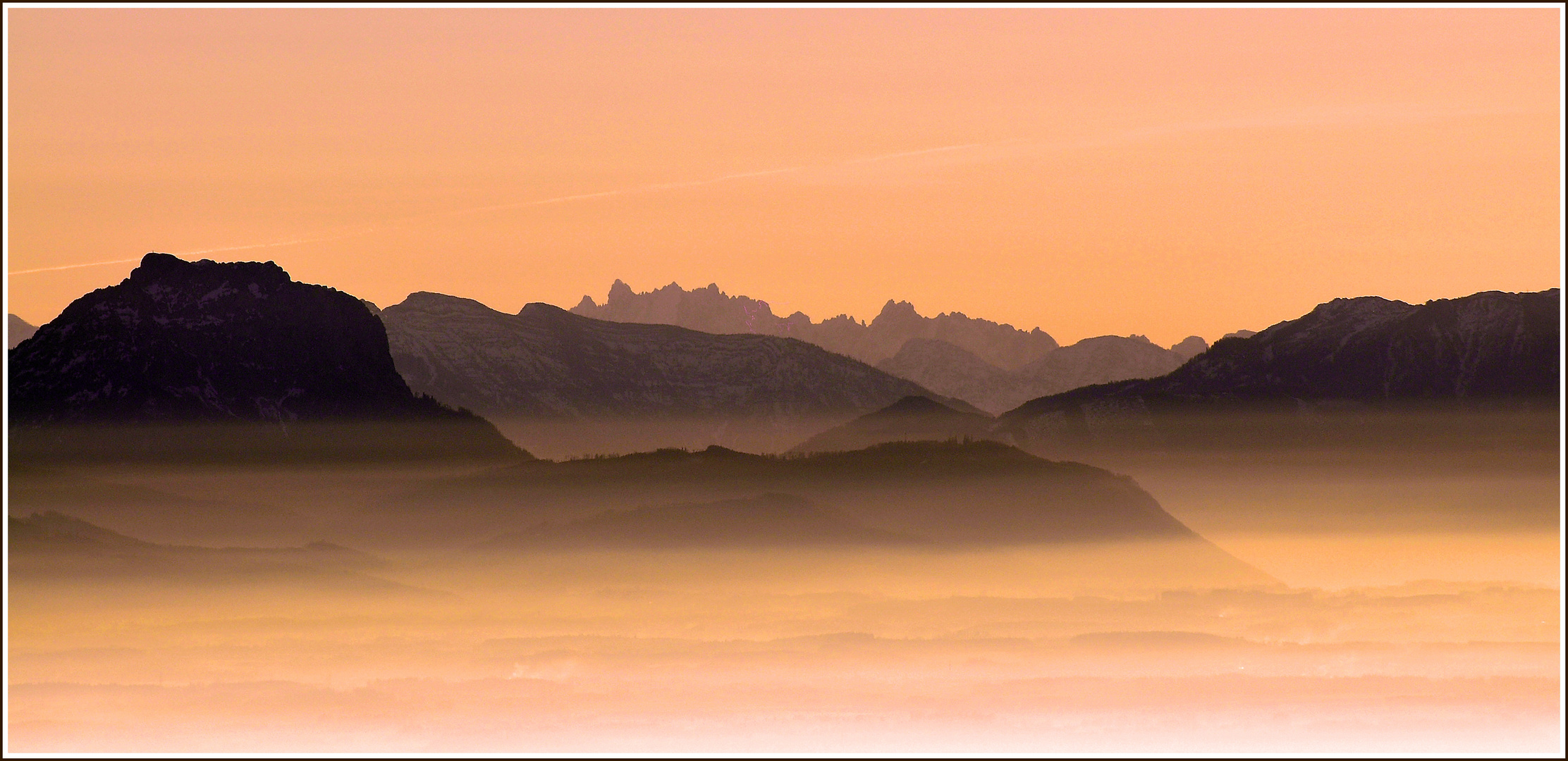 Abendrot ( Blick Richtung Traunstein u. Gosaukamm)