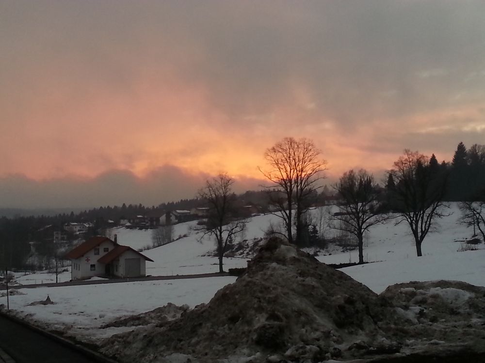 Abendrot im Bayerischen Wald