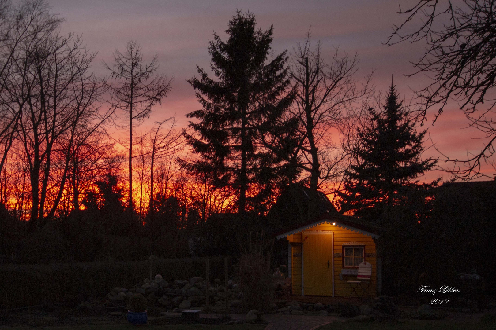 Abendrot im Garten