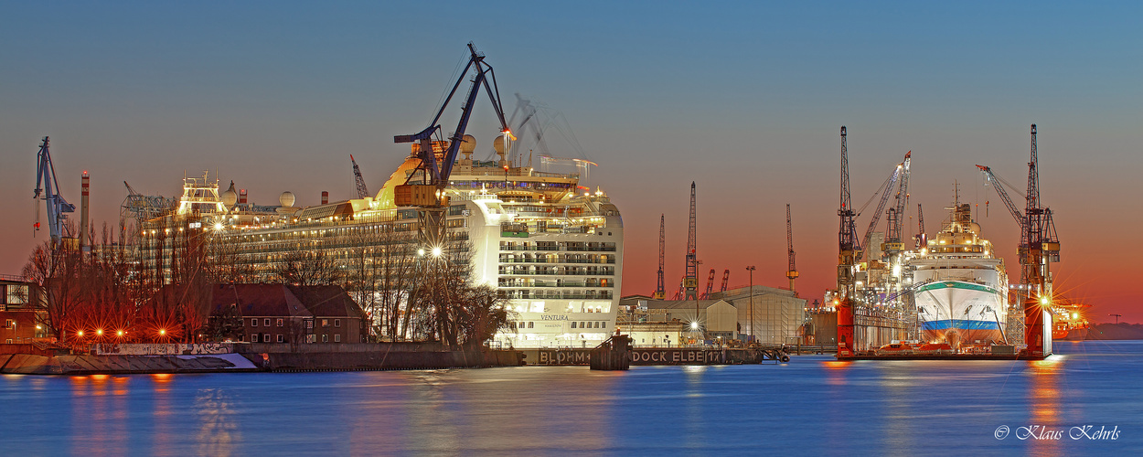 Abendrot im Hamburger Hafen